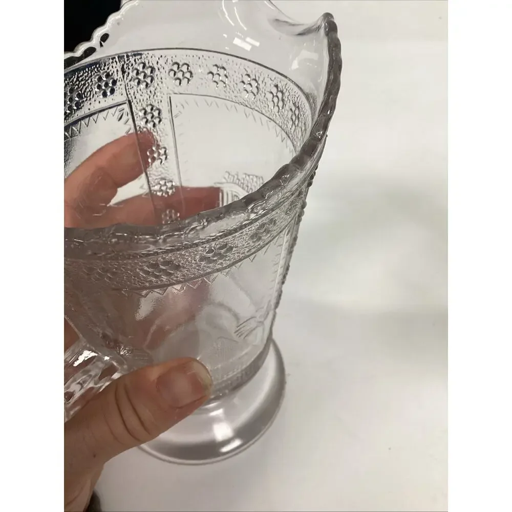2 Antique Victorian 1880s Adams & Co. EAPG “Egyptian” Pattern Glass Pitcher – 6”
